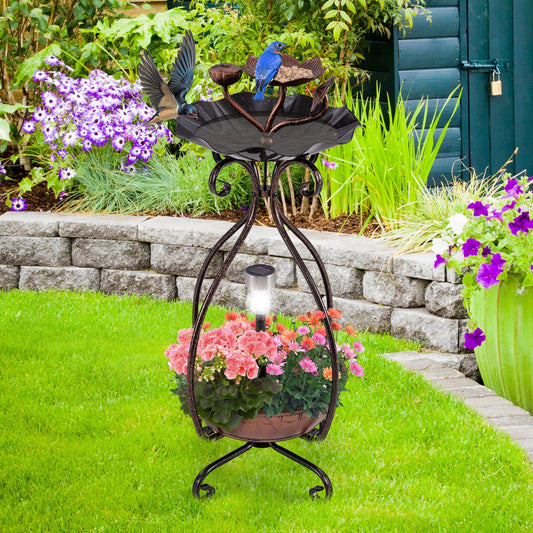 Solar Bird Bath Feeder & Planter – Elegant 3-in-1 Garden Feature