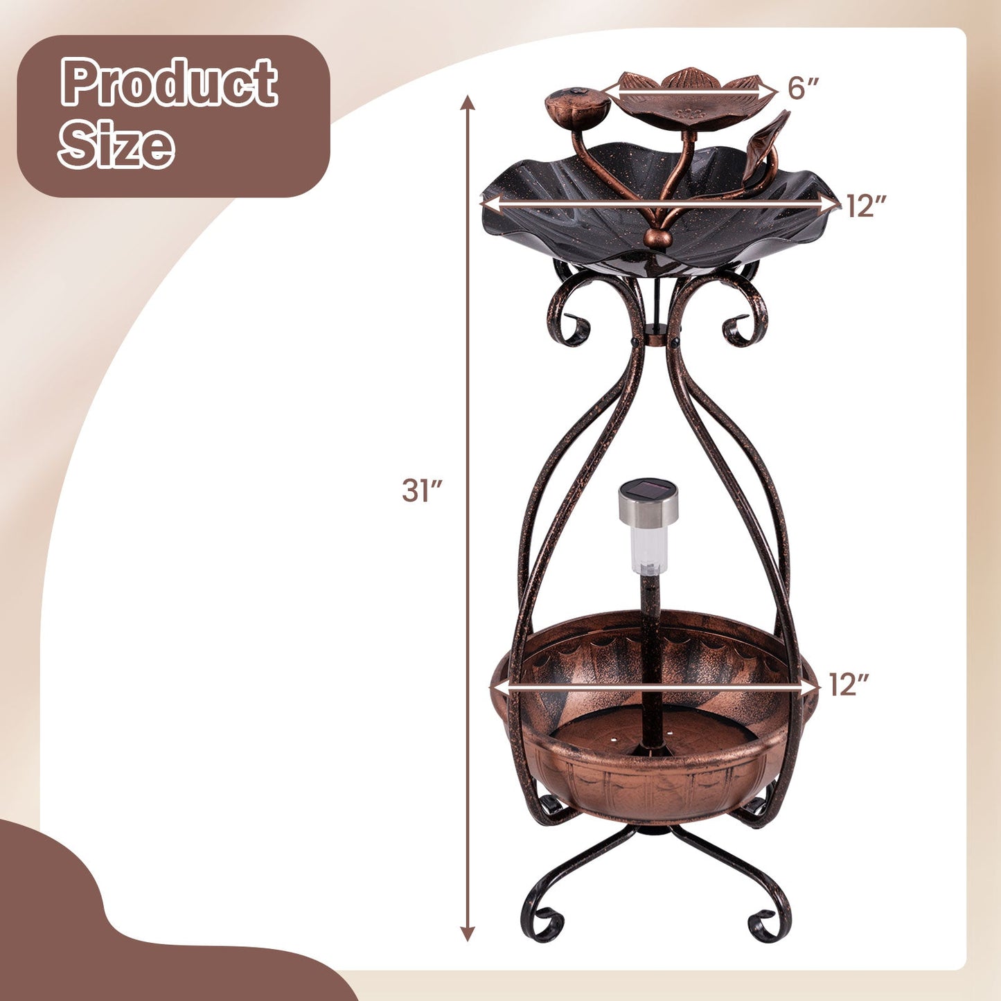 Solar Bird Bath Feeder & Planter | 3-in-1 Solar Garden Decor for Birds