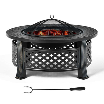 Outdoor Fire Pit Combo with Cooking Grate & Grill