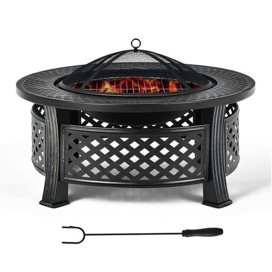 Outdoor Fire Pit Combo with Cooking Grate & Grill