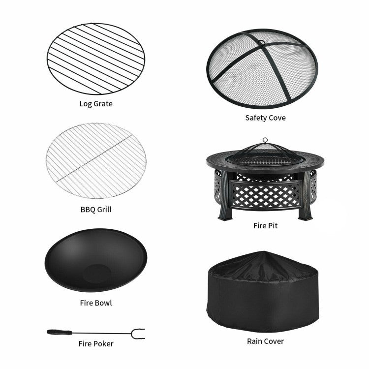 Outdoor Fire Pit Combo with Cooking Grate & Grill