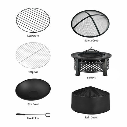 Outdoor Fire Pit Combo with Cooking Grate & Grill