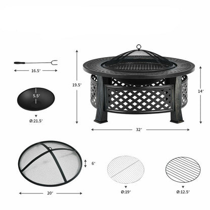 Outdoor Fire Pit Combo with Cooking Grate & Grill