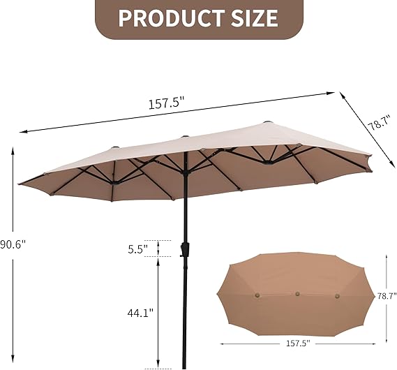 13 ft Double-Sided Patio Umbrella – Extra-Large Outdoor Shade Canopy