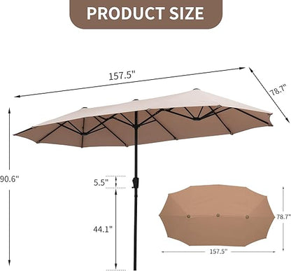 13 ft Double-Sided Patio Umbrella – Extra-Large Outdoor Shade Canopy