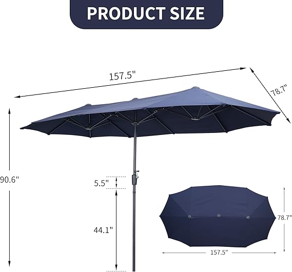 13 ft Double-Sided Patio Umbrella – Extra-Large Outdoor Shade Canopy