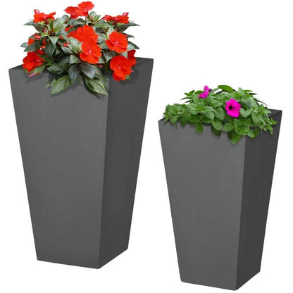 Modern Grey Outdoor Planter Set (Set of 2)