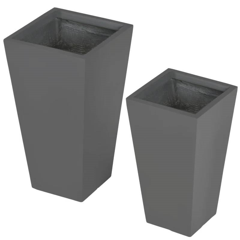 Modern Grey Outdoor Planter Set (Set of 2)