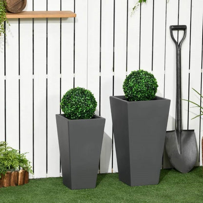 Modern Grey Outdoor Planter Set (Set of 2)