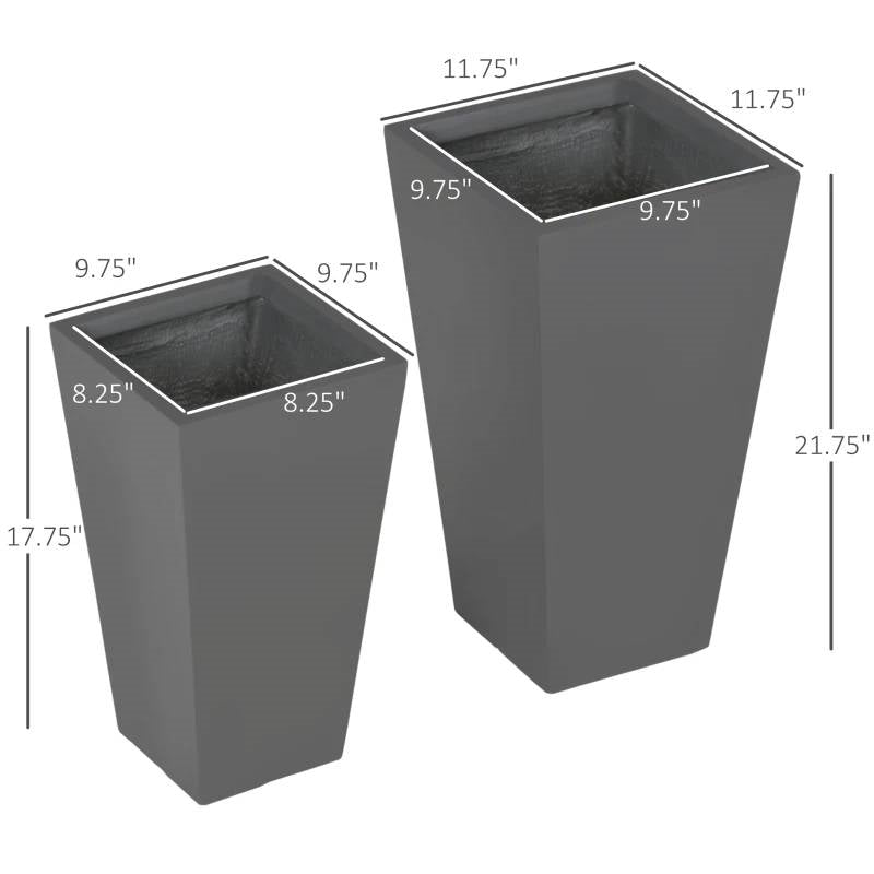 Modern Grey Outdoor Planter Set (Set of 2)