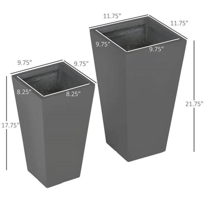 Modern Grey Outdoor Planter Set (Set of 2)