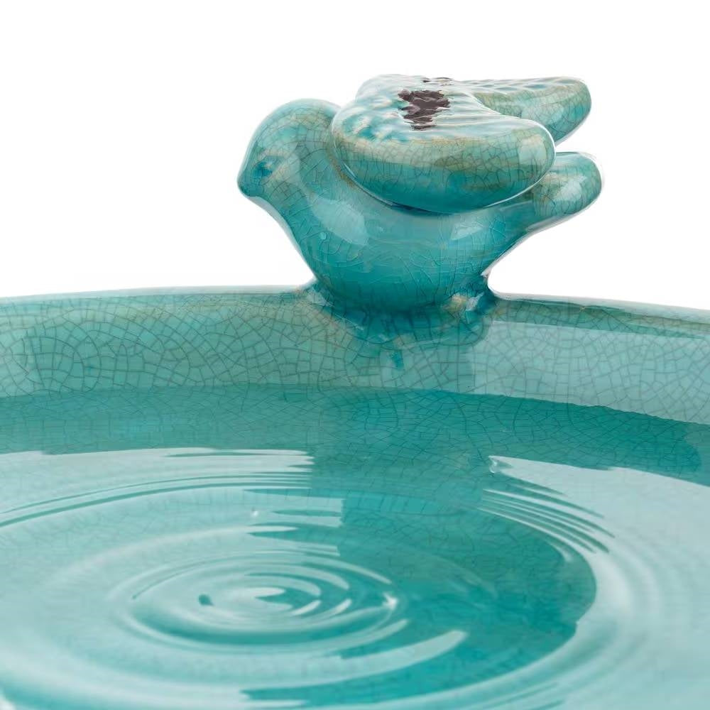 Turquoise Ceramic Birdbath – Vintage Charm Garden Centerpiece