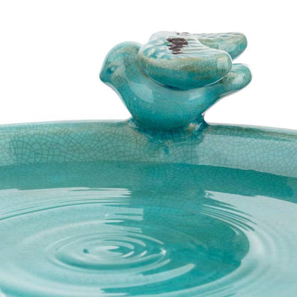 Turquoise Ceramic Birdbath – Vintage Charm Garden Centerpiece