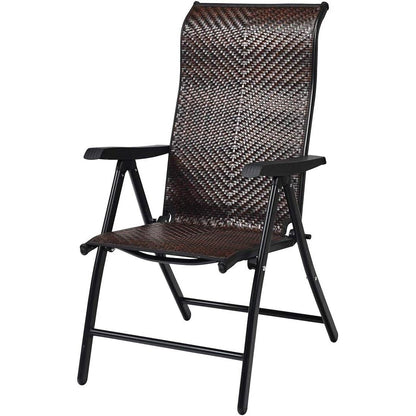 Adjustable Folding Rattan Patio Chair with High Backrest