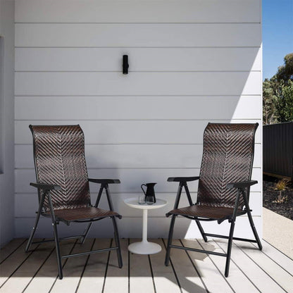 Adjustable Folding Rattan Patio Chair with High Backrest