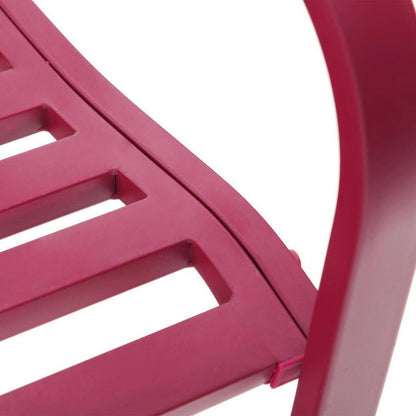 Red Steel Garden Bench with Bird Branch Backrest