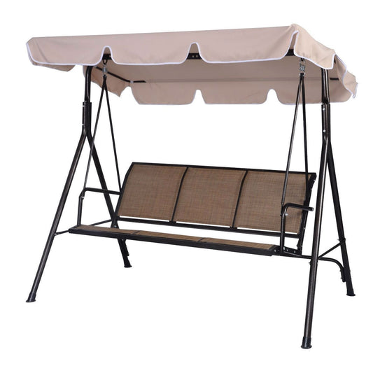 Outdoor 3-Person Canopy Swing Chair for Porch, Patio, or Deck