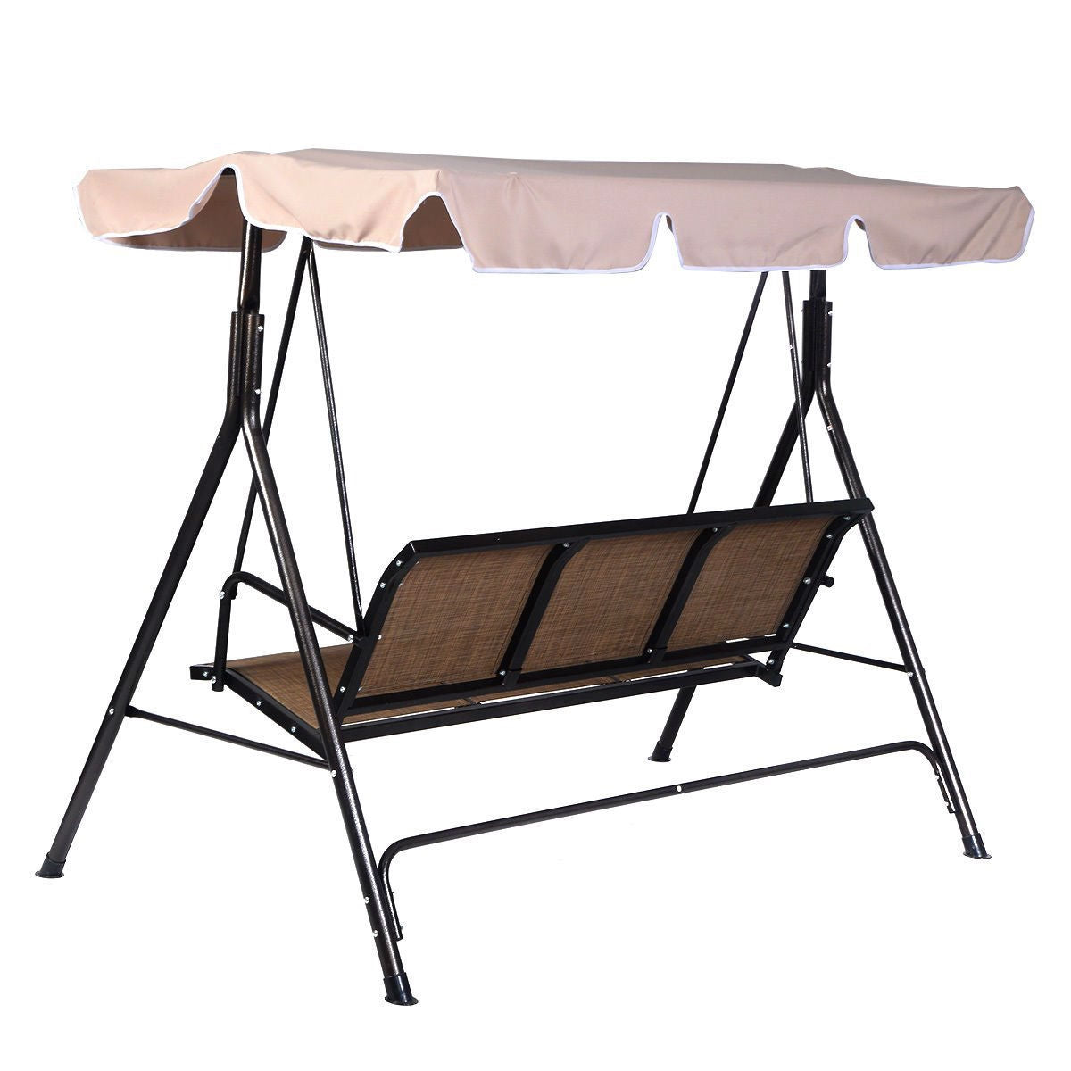Outdoor 3-Person Canopy Swing Chair for Porch, Patio, or Deck
