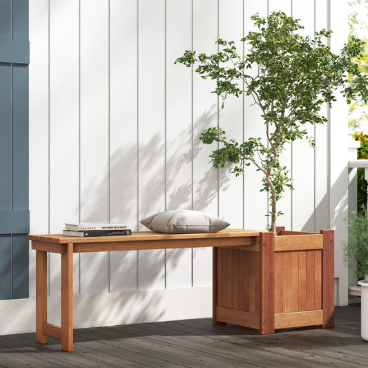 Teak Oil Finish Raised Garden Bed Wood Planter Bench