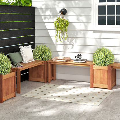 Teak Oil Finish Raised Garden Bed Wood Planter Bench