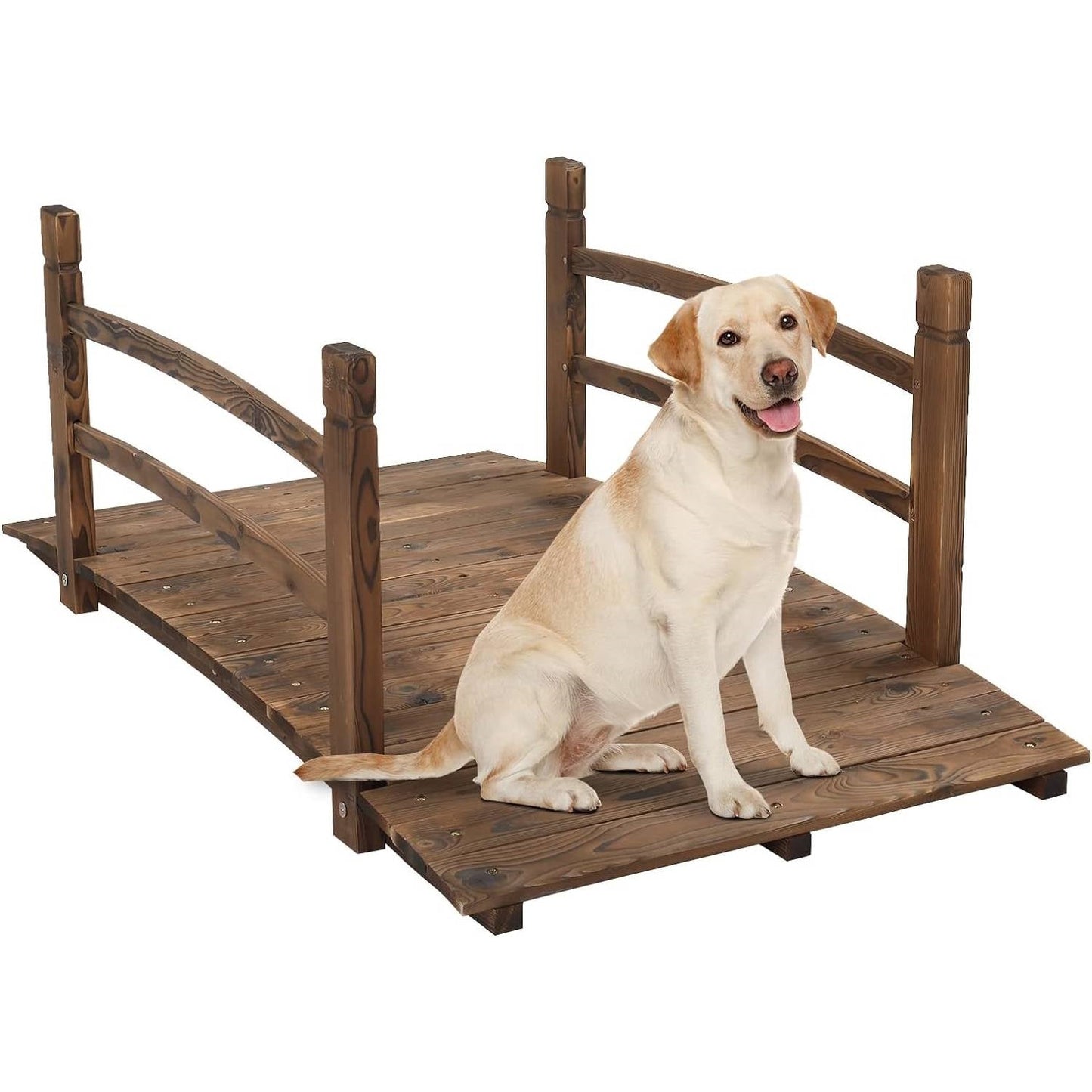 4-ft Wooden Garden Bridge – Rustic Outdoor Accent for Yard, Pond & Garden