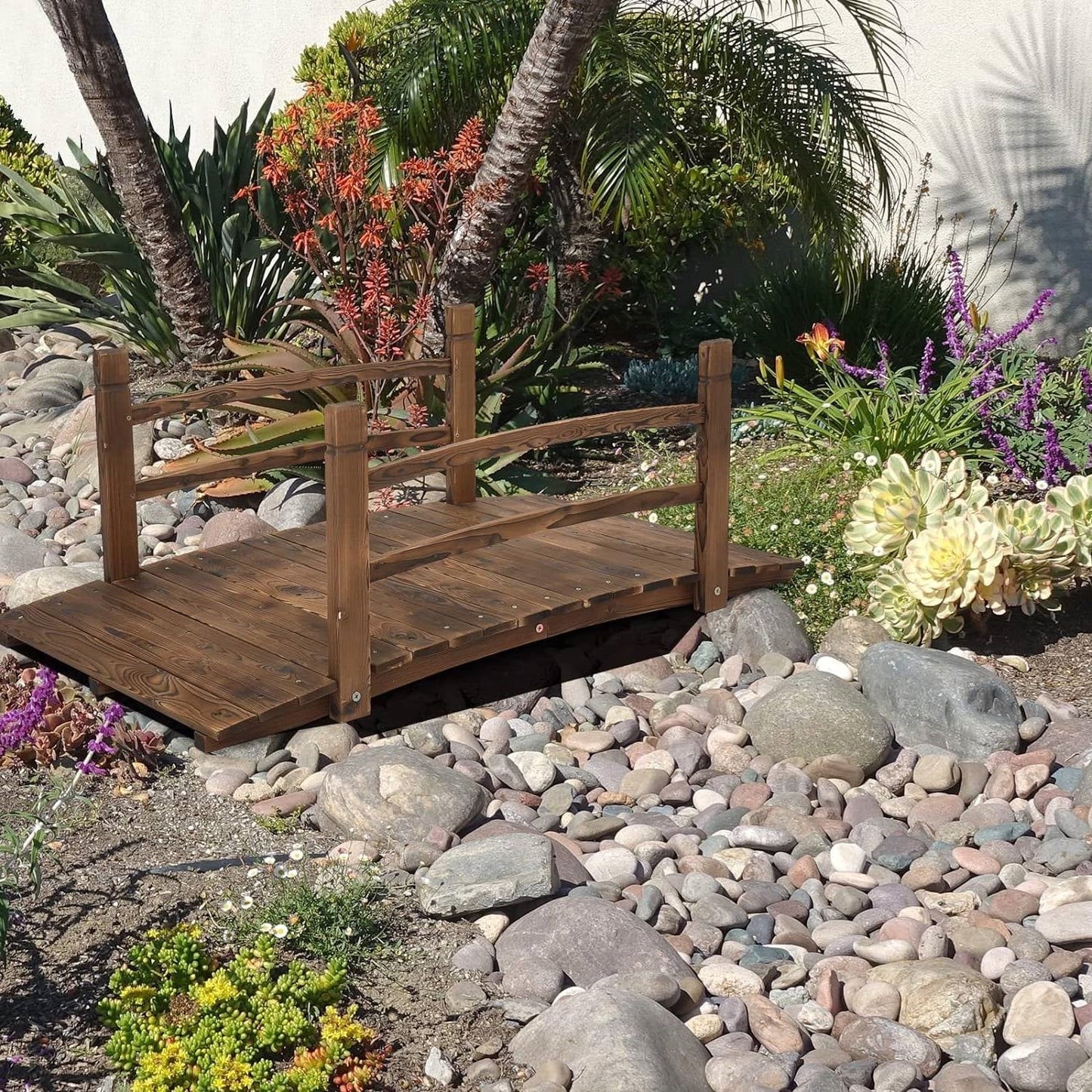 4-ft Wooden Garden Bridge – Rustic Outdoor Accent for Yard, Pond & Garden
