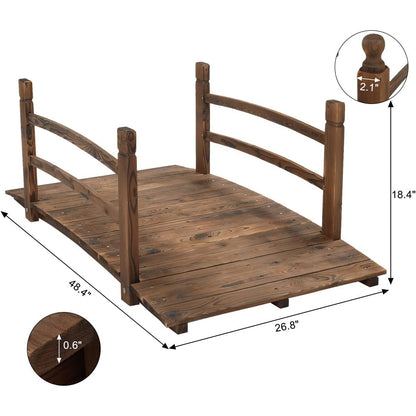 4-ft Wooden Garden Bridge – Rustic Outdoor Accent for Yard, Pond & Garden