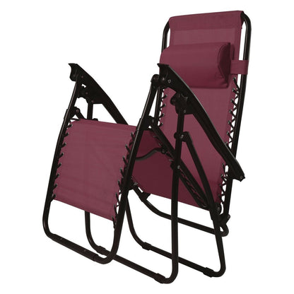 Set of 2 Burgundy Folding Outdoor Zero Gravity Lounge Chairs