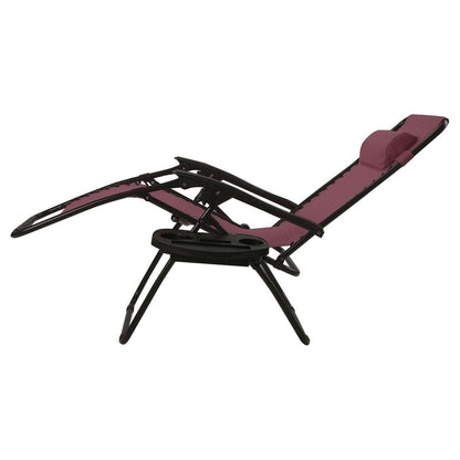 Set of 2 Burgundy Folding Outdoor Zero Gravity Lounge Chairs