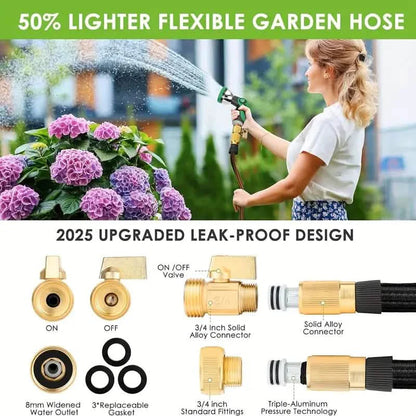 25 ft Heavy-Duty Garden Hose with Spray Nozzle – Durable & Leakproof