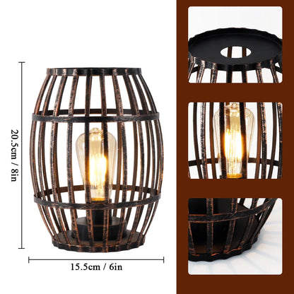 8"H Cordless Metal Wine Barrel Lamp(Black Brushed Gold)