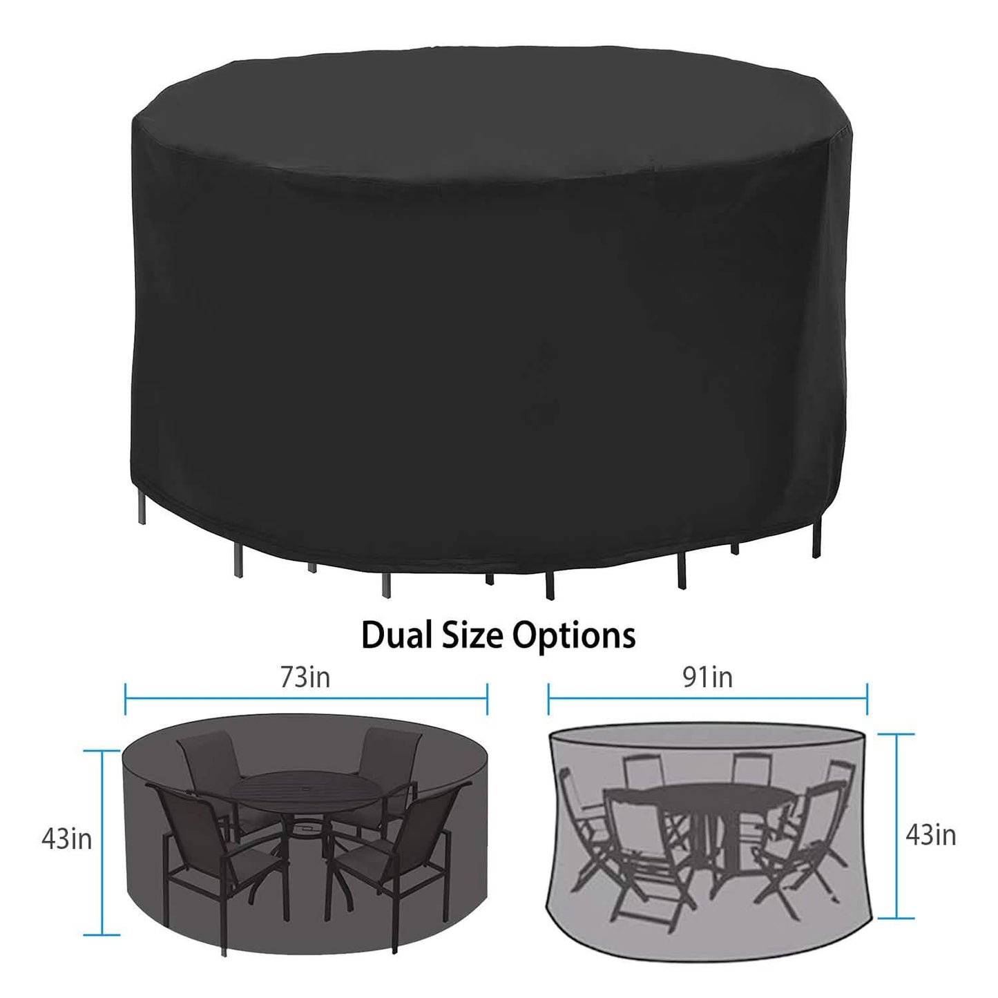 Circular Outdoor Table Cover – Waterproof, UV-Resistant Furniture Protector