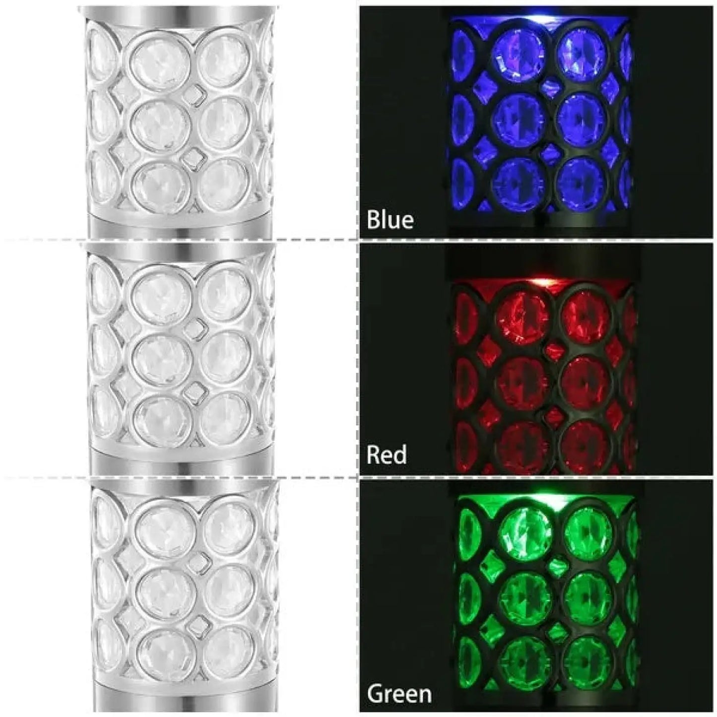 Garden Solar Lamps with RGB Lighting and Stainless Steel Build