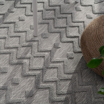 Outdoor Rug Livorno Geometric Pattern In Grey