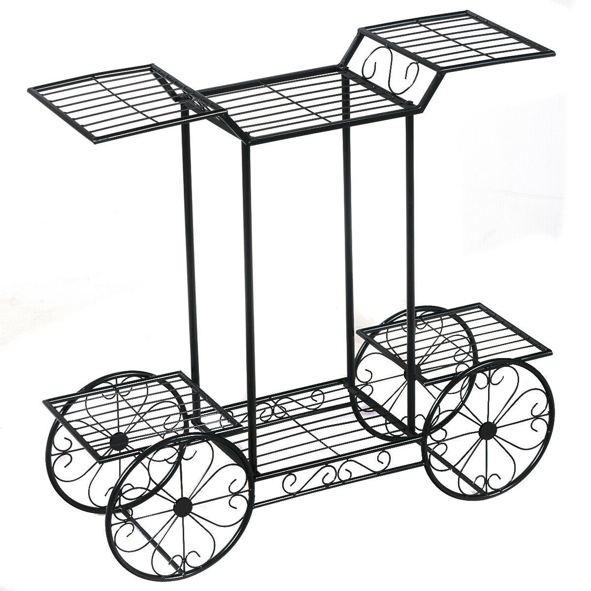 6-Tier Metal Plant Stand – Garden Cart Style Display Rack