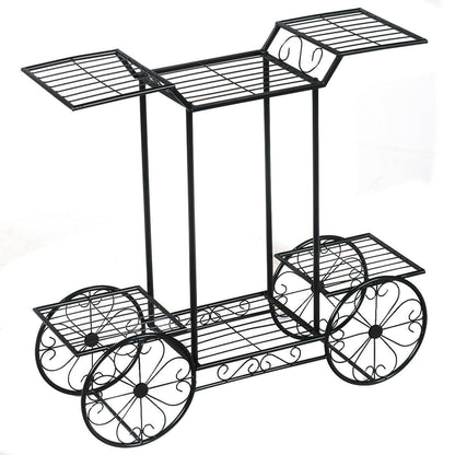6-Tier Metal Plant Stand – Garden Cart Style Display Rack