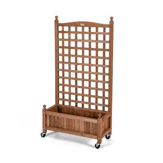 Mobile 50" Wood Planter Box with Trellis