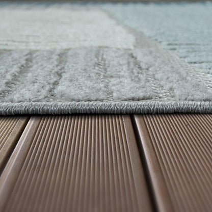 In & Outdoor Rug Marrakesh Carved Design - Aqua Blue