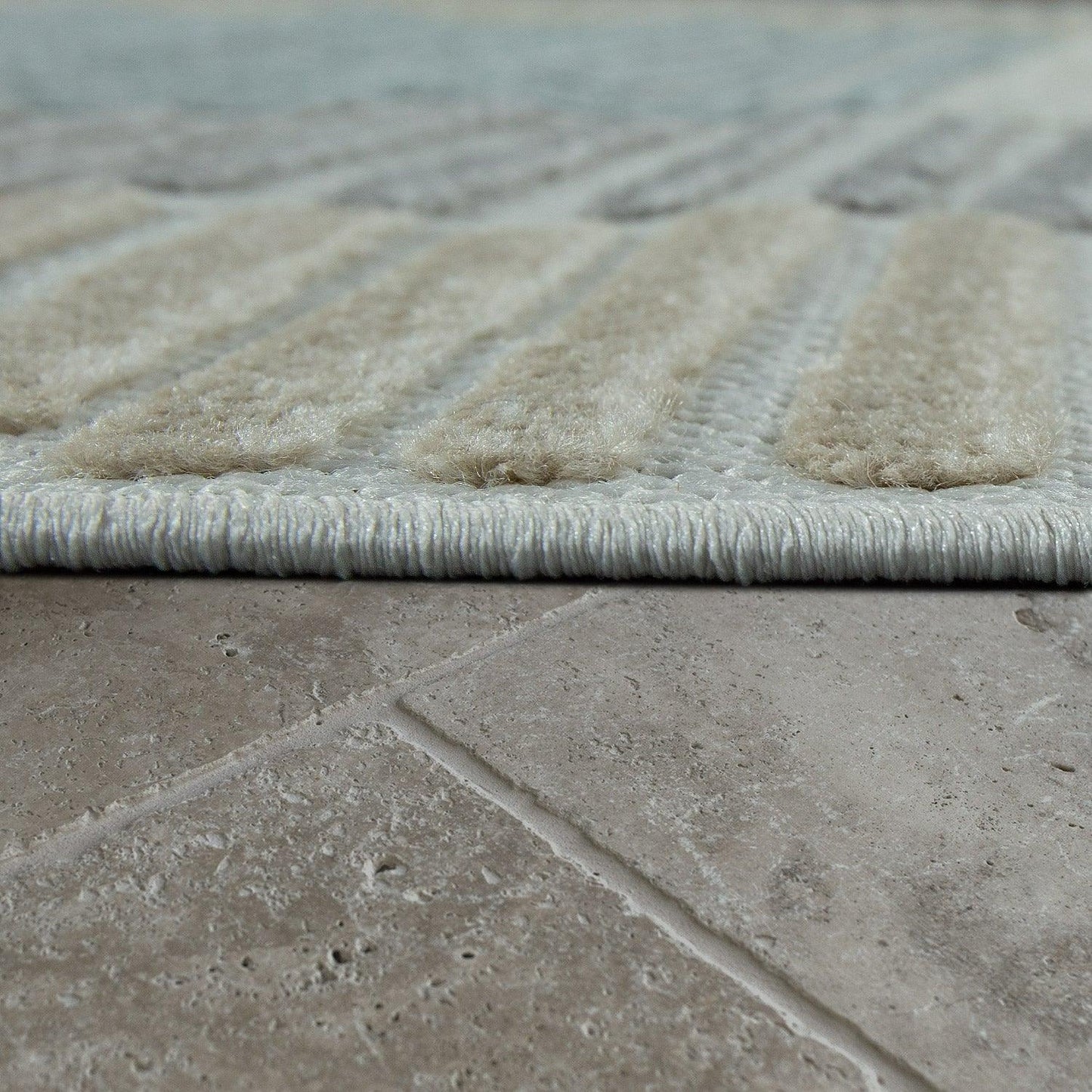 Outdoor Rug Marrakesh Carved Design - Brown Blue