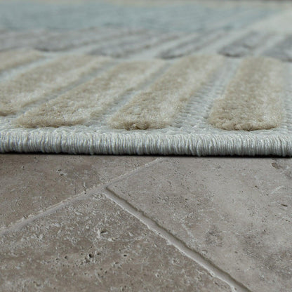 Outdoor Rug Marrakesh Carved Design - Brown Blue