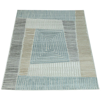 Outdoor Rug Marrakesh Carved Design - Brown Blue