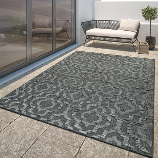 In & Outdoor Rug Marrakesh Moroccan Ornaments - Dark Grey