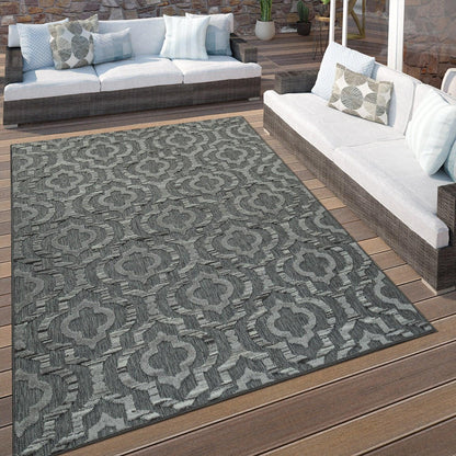 In & Outdoor Rug Marrakesh Moroccan Ornaments - Dark Grey