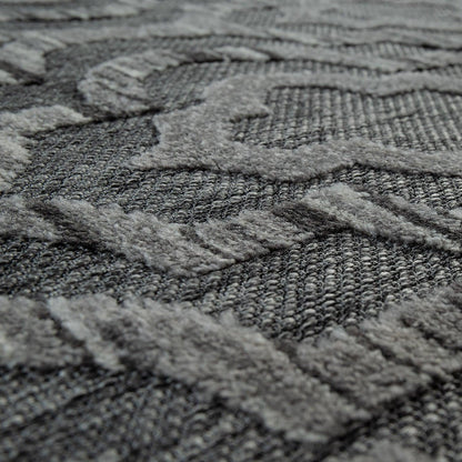 In & Outdoor Rug Marrakesh Moroccan Ornaments - Dark Grey