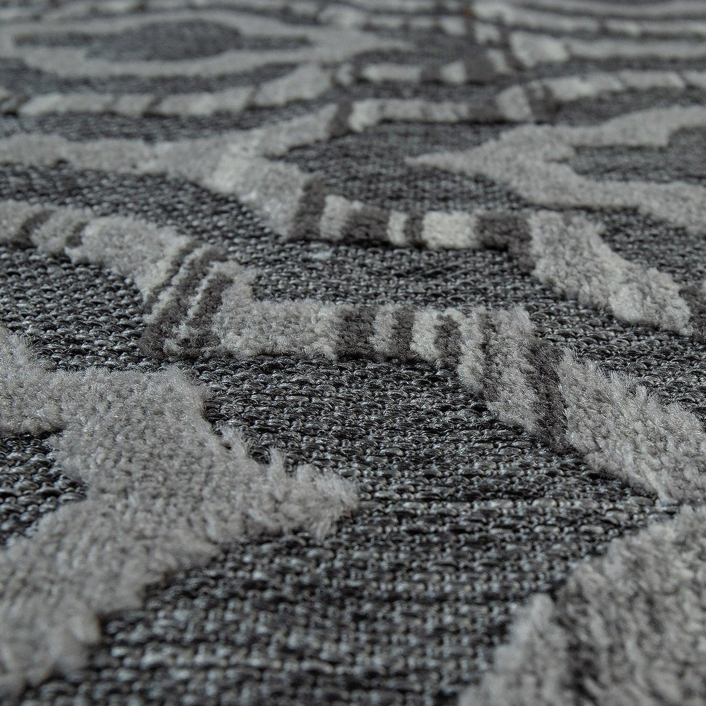 In & Outdoor Rug Marrakesh Moroccan Ornaments - Dark Grey