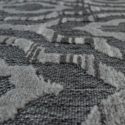 In & Outdoor Rug Marrakesh Moroccan Ornaments - Dark Grey
