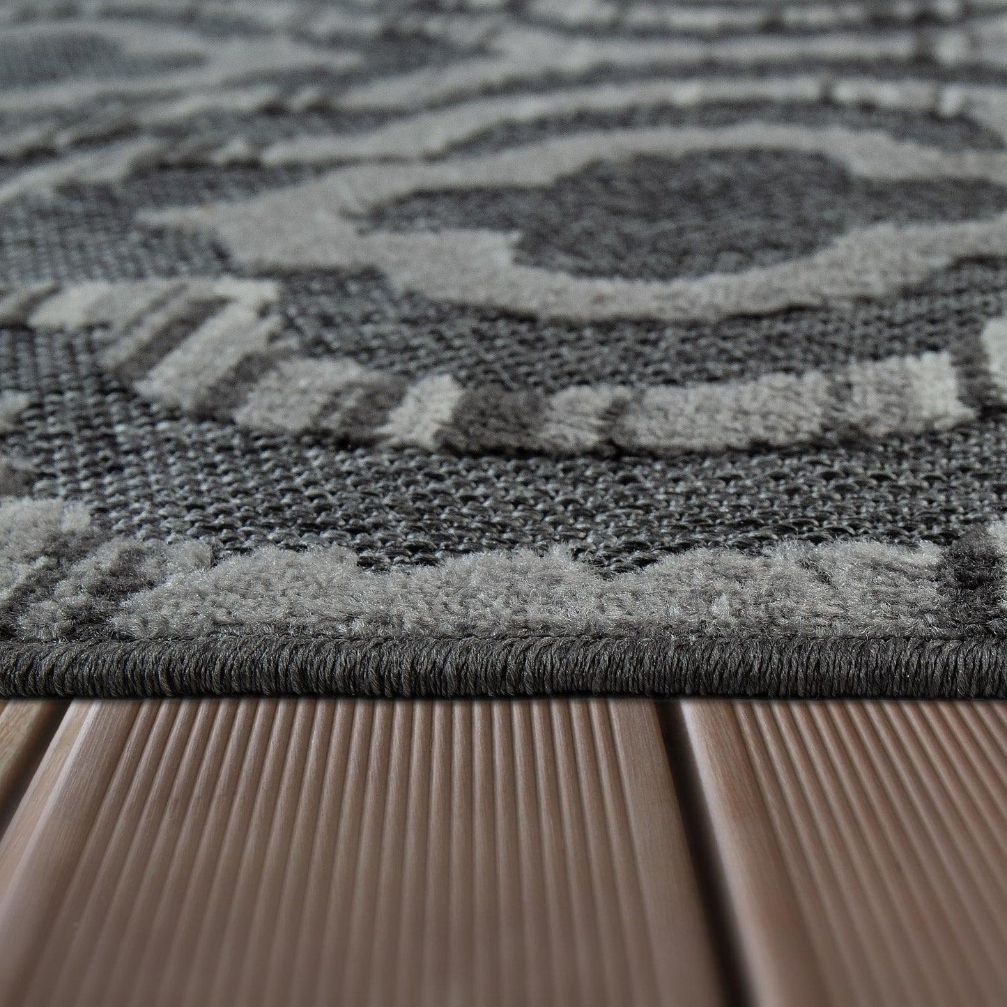In & Outdoor Rug Marrakesh Moroccan Ornaments - Dark Grey