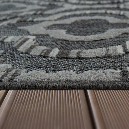 In & Outdoor Rug Marrakesh Moroccan Ornaments - Dark Grey