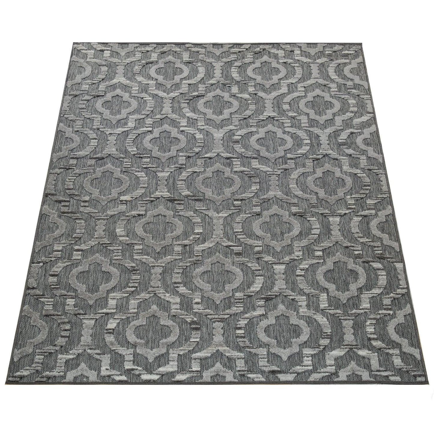 In & Outdoor Rug Marrakesh Moroccan Ornaments - Dark Grey