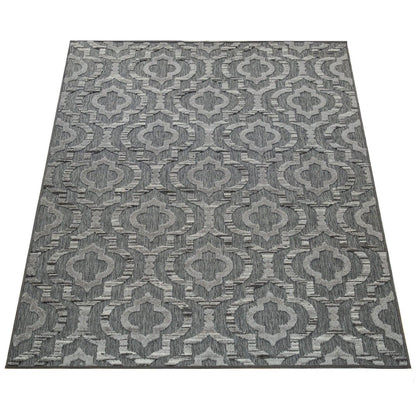 In & Outdoor Rug Marrakesh Moroccan Ornaments - Dark Grey